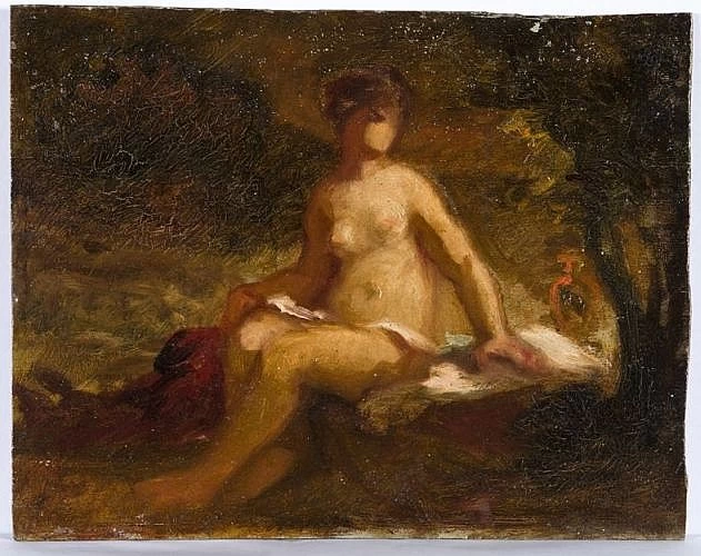 Léon Riesener - Donna nuda che esce dal bagno